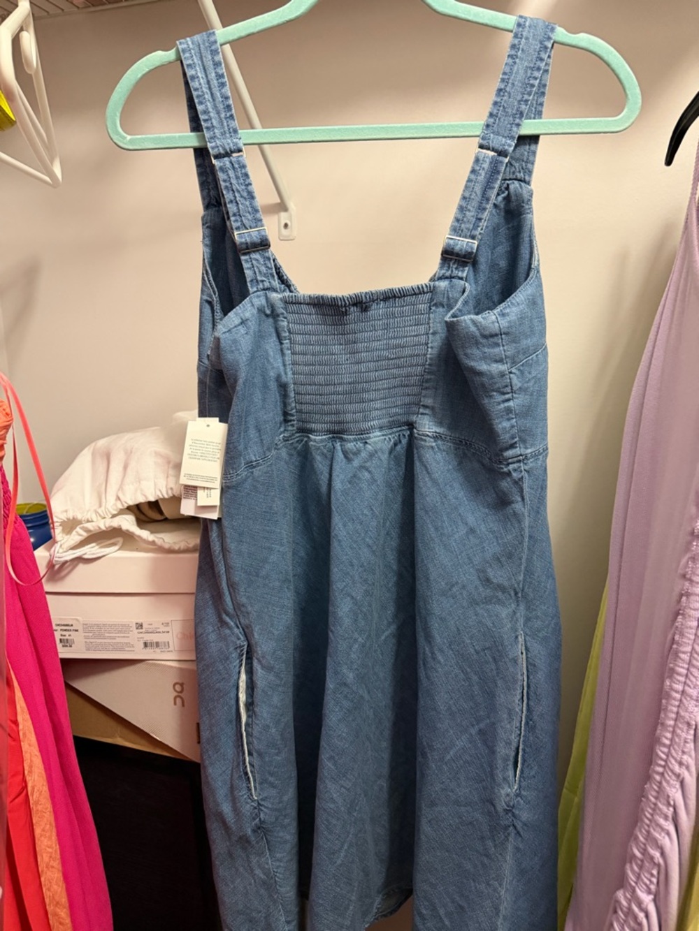 NWT A&F Bra-free Tie-front Chambray Mini Dress size large tall - Picture 8 of 10